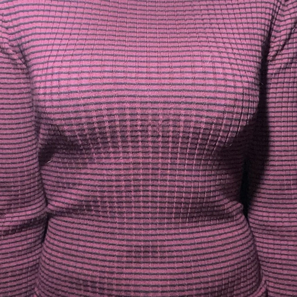 ‼️NOW SOLD ‼️ Burgundy & Black Stripped Ribbed Knit Long Sleeve Sweater Dress - Picture 5 of 6